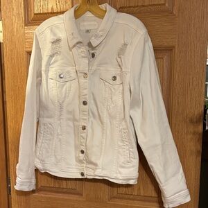 Maurices White Distressed Denim Jacket